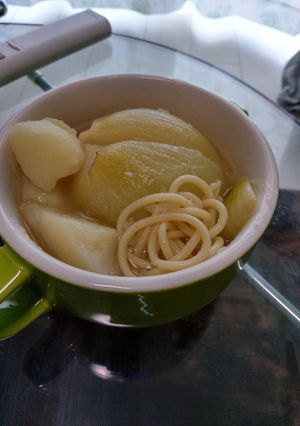 冷蔵庫なし！スープパスタ丸ごと玉ねぎ入り-レシピのメイン写真
