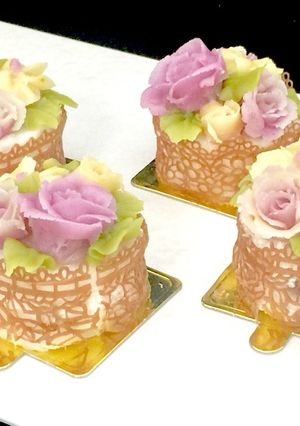 あんフラワーあん（餡子）レース餅ケーキ-レシピのメイン写真