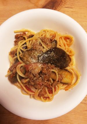 牛肉と茄子のトマトパスタ-レシピのメイン写真
