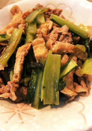 小松菜と牛バラ肉の甘辛炒め（母の味）-レシピのメイン写真