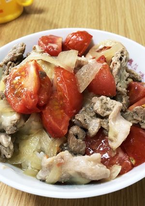 トマトチーズ豚丼-レシピのメイン写真