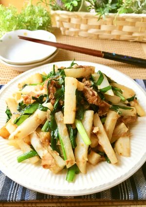 簡単！極旨！長芋とニラとツナ缶の炒め物-レシピのメイン写真