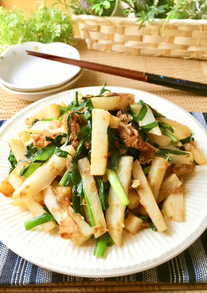 簡単！極旨！長芋とニラとツナ缶の炒め物-レシピのメイン写真