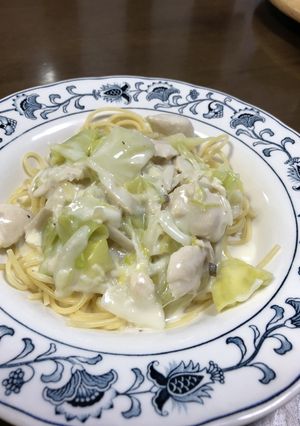 ササミとキャベツのクリームパスタ-レシピのメイン写真