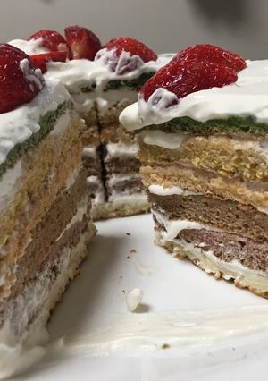 自然色のレインボーケーキ-レシピのメイン写真