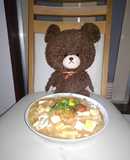 大根絹ごしどうふとキムチのうどん！