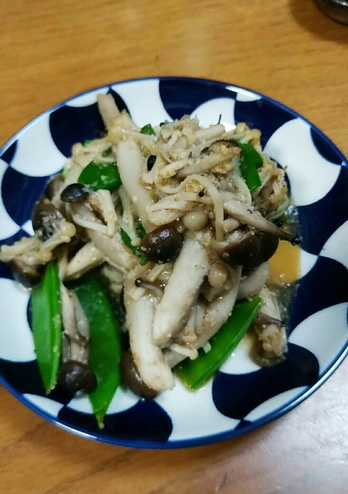 絹さやとキノコのごま和え-レシピのメイン写真
