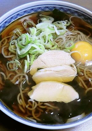 アマタケサラダチキンでかしわそば風-レシピのメイン写真