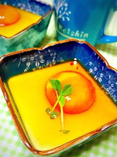 卵白の茶碗蒸しに卵黄醤油漬け。-レシピのメイン写真