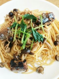 サンマの缶詰とキノコの和風パスタ-レシピのメイン写真