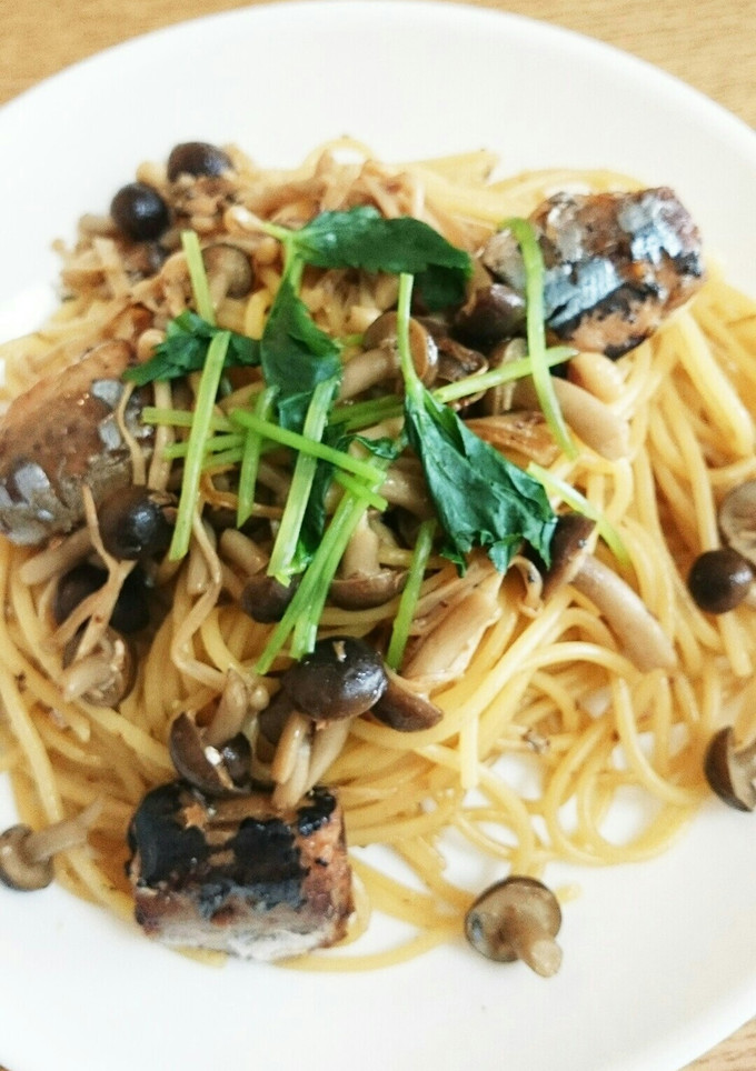 サンマの缶詰とキノコの和風パスタ-レシピのメイン写真