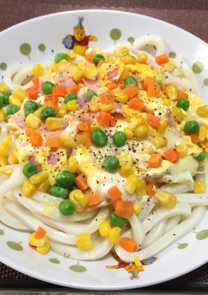 うどんで簡単!カルボナーラ!(^^)!-レシピのメイン写真