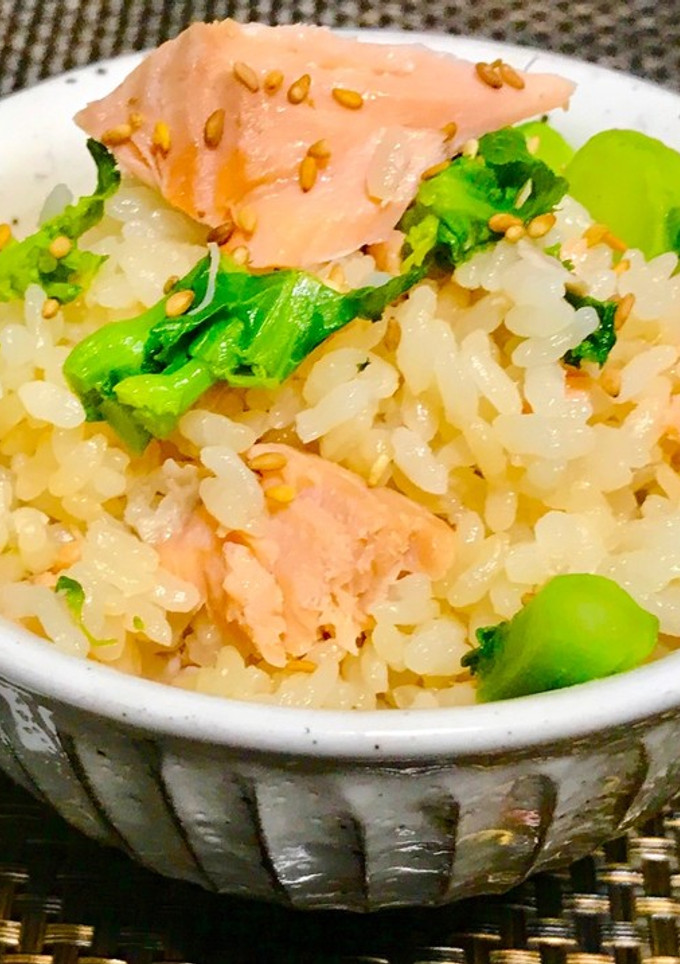 超簡単★シャケと菜の花の炊き込みご飯♬-レシピのメイン写真