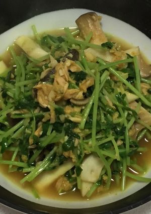豆苗カンタン 炒め スリランカ風-レシピのメイン写真