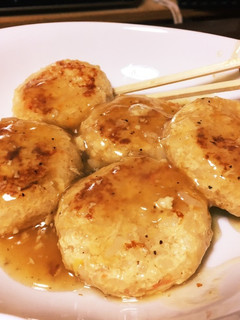 鶏胸肉と大豆のあんかけハンバーグ-レシピのメイン写真