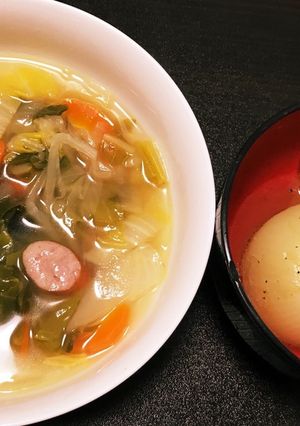 １つの鍋で2品☆玉ねぎ煮&コンソメスープ-レシピのメイン写真
