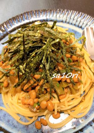 混ぜるだけ！納豆と高菜の和風パスタ！-レシピのメイン写真