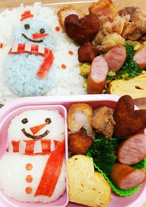 今日のキャラ弁2/5(雪だるま 2種)-レシピのメイン写真