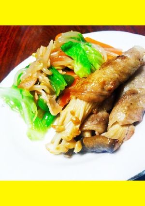 簡単野菜炒めと肉巻き-レシピのメイン写真