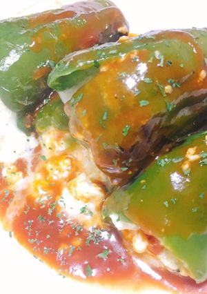 丸ごとピーマンの豆腐チーズ詰め-レシピのメイン写真
