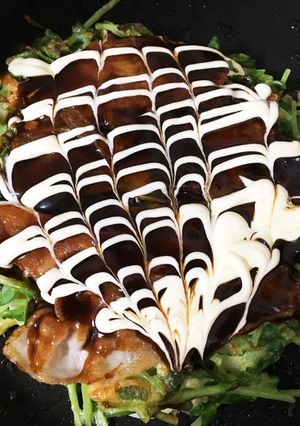 簡単！節約！豆苗お好み焼-レシピのメイン写真