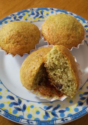 抹茶と甘納豆のマーブルカップケーキ-レシピのメイン写真