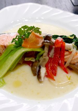 シャケと青梗菜のクリーム煮&煮浸し2品-レシピのメイン写真