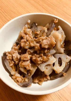 れんこんとひき肉の甘辛-レシピのメイン写真