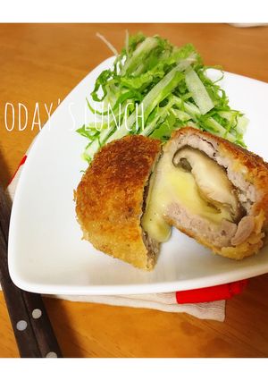＊節約＊豚こまで丸ごと椎茸チーズトンカツ-レシピのメイン写真