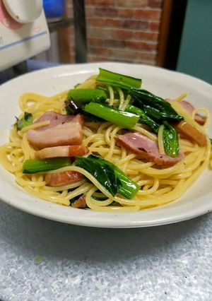 小松菜とベーコンのパスタ-レシピのメイン写真