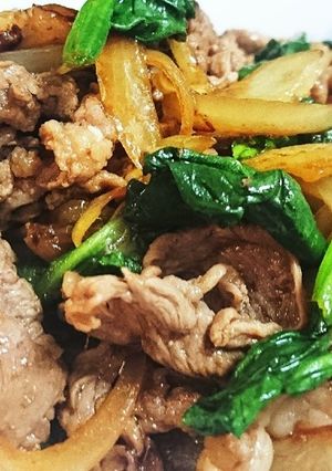 ☆簡単おかず☆牛小間とほうれん草の炒め物-レシピのメイン写真