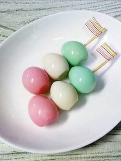 お花見に♡うずらの三色だんご-レシピのメイン写真