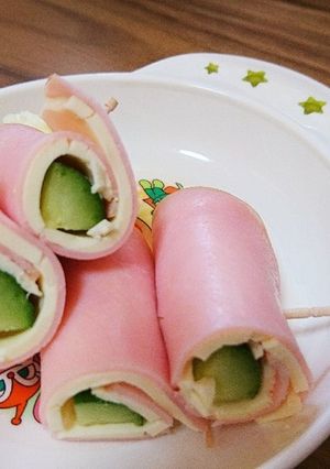 ♪ハム×チーズ×胡瓜のくーるくる♪-レシピのメイン写真