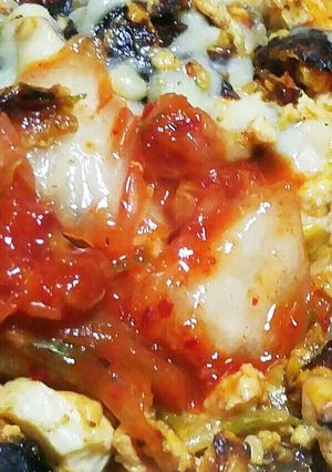 キムチチ~ズ豆腐のピリ辛オムレツかさまし-レシピのメイン写真
