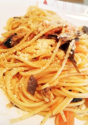 鯖のトマトパスタ-レシピのメイン写真