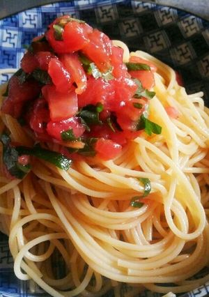 暑い日に☆紫蘇とトマトの冷たいパスタ-レシピのメイン写真