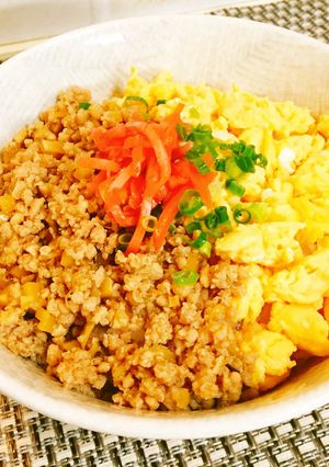 絶品！筍入り鶏そぼろで２色そぼろ丼♪-レシピのメイン写真