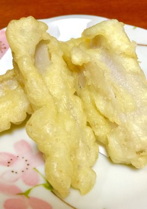 甘くて香ばしい♡縦切りレンコンの天ぷら-レシピのメイン写真