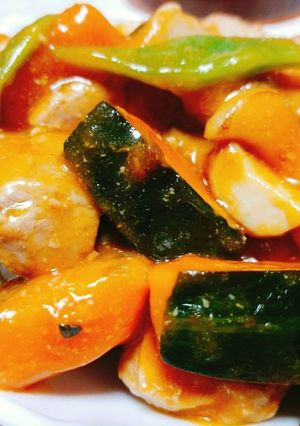 かぼちゃとさつまいものケチャップ餡掛け-レシピのメイン写真