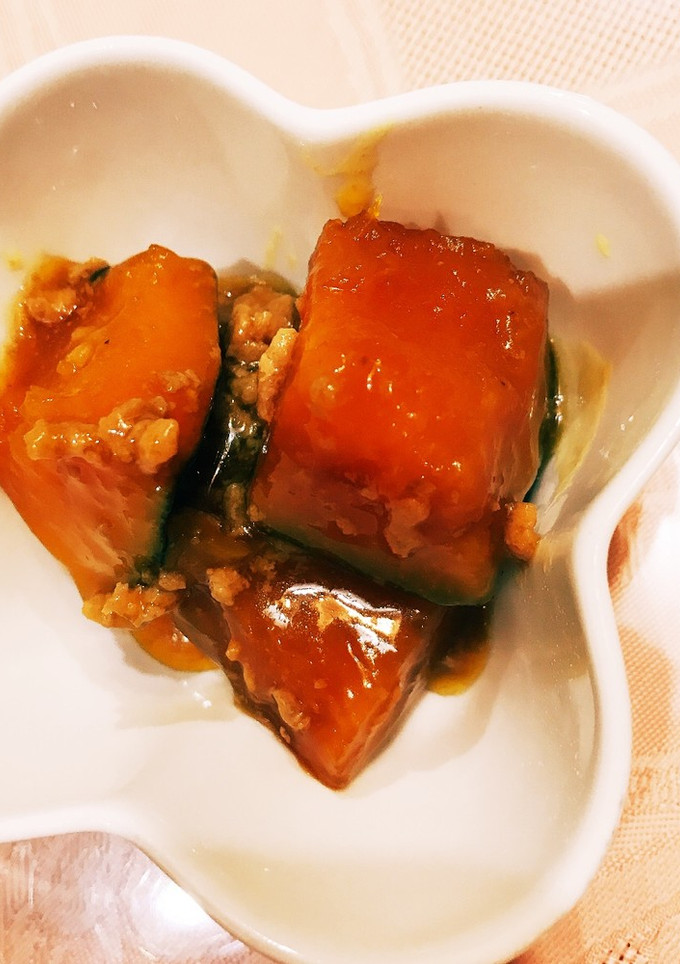 かぼちゃとひき肉の煮物-レシピのメイン写真
