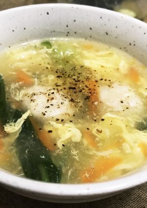 青梗菜野菜卵スープ-レシピのメイン写真