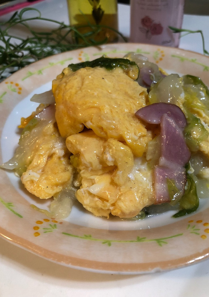 無限白菜！白菜と卵のベーコン中華炒め-レシピのメイン写真