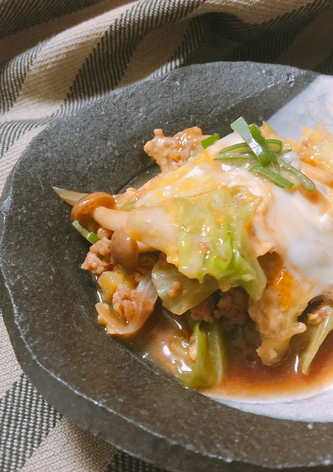 キャベツとひき肉の卵とじ-レシピのメイン写真