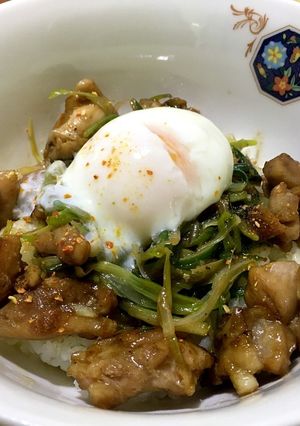 細切り☆ねぎま焼き鳥とトロリ温玉の親子丼-レシピのメイン写真