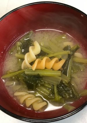 やってみて、ショートパスタのお味噌汁-レシピのメイン写真