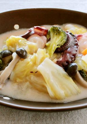 レンジで簡単！白菜とたこのシチュー鍋-レシピのメイン写真