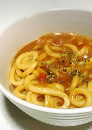 簡単10分！イタリアンカレーうどん♡-レシピのメイン写真