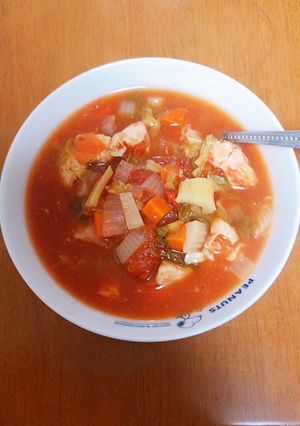 炊飯器チリトマトスープ ミネストローネ？-レシピのメイン写真