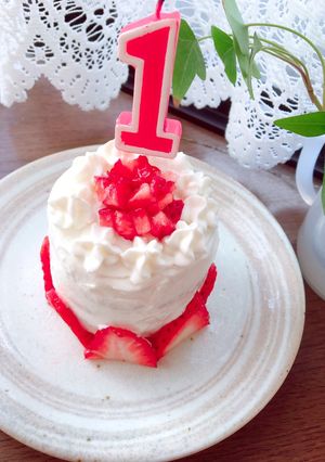 卵なしで簡単１歳誕生日ケーキ♪-レシピのメイン写真
