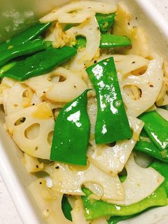 れんこんとモロッコインゲンのにんにく炒め-レシピのメイン写真